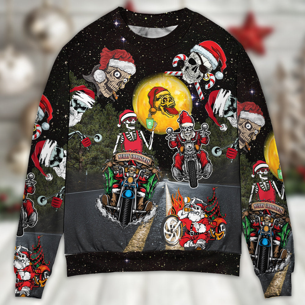 Skull Santa Is Racing To You Christmas Ugly Sweaters