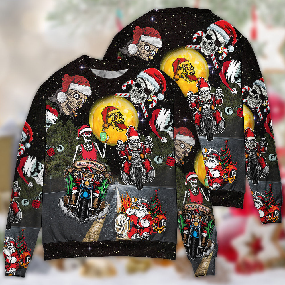 Skull Santa Is Racing To You Christmas Ugly Sweaters
