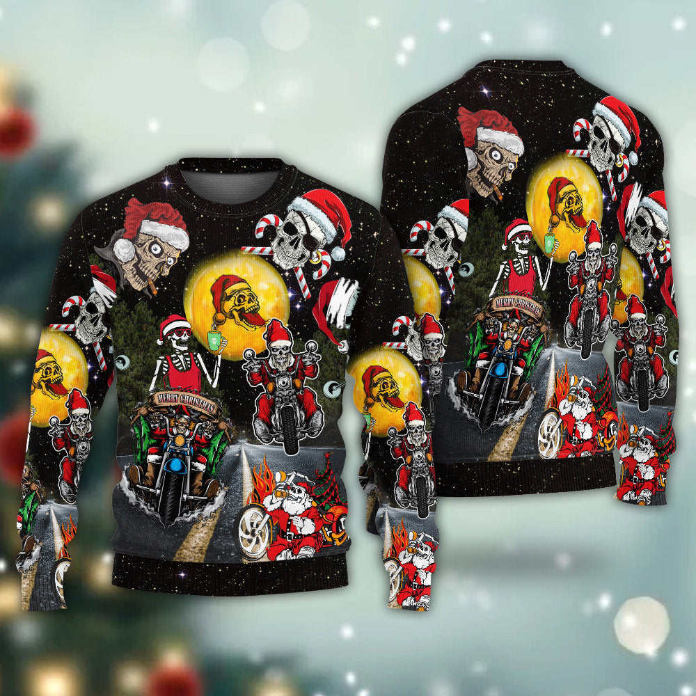 Skull Santa Is Racing To You Christmas Ugly Sweaters