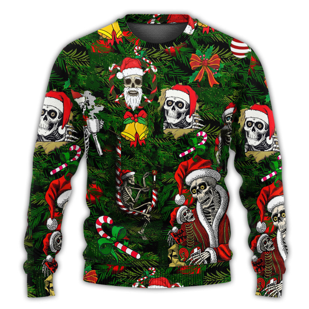 Skull Merry Xmas Happy Christmas Ugly Sweaters