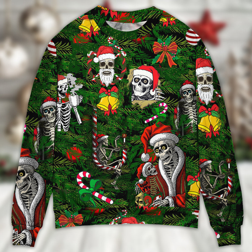 Skull Merry Xmas Happy Christmas Ugly Sweaters