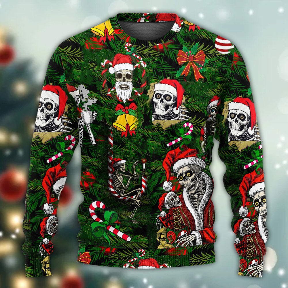Skull Merry Xmas Happy Christmas Ugly Sweaters