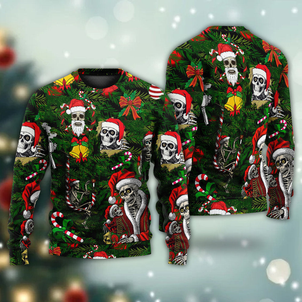 Skull Merry Xmas Happy Christmas Ugly Sweaters
