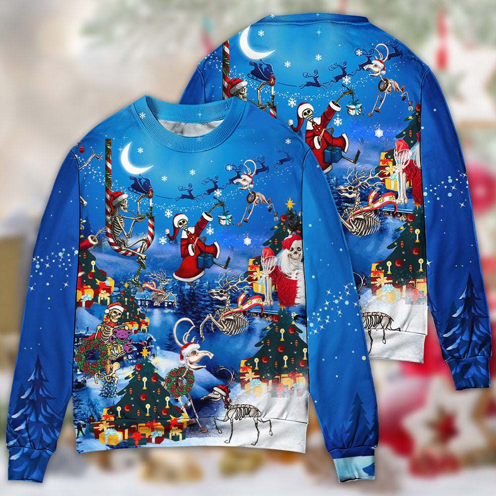 Christmas And Skull Merry Xmas Ugly Sweaters