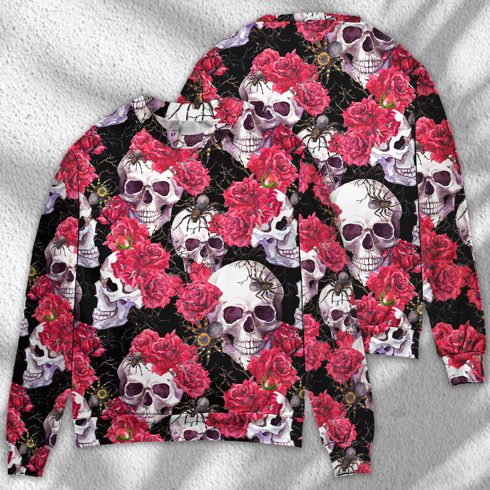 Skull And Roses With Spidy Ugly Christmas Sweaters