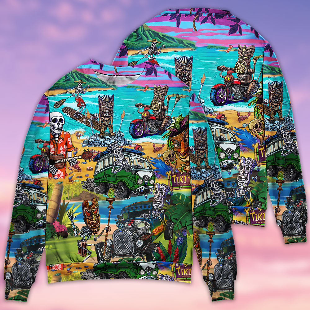 Skull And Tiki Summer Vibe Ugly Christmas Sweaters