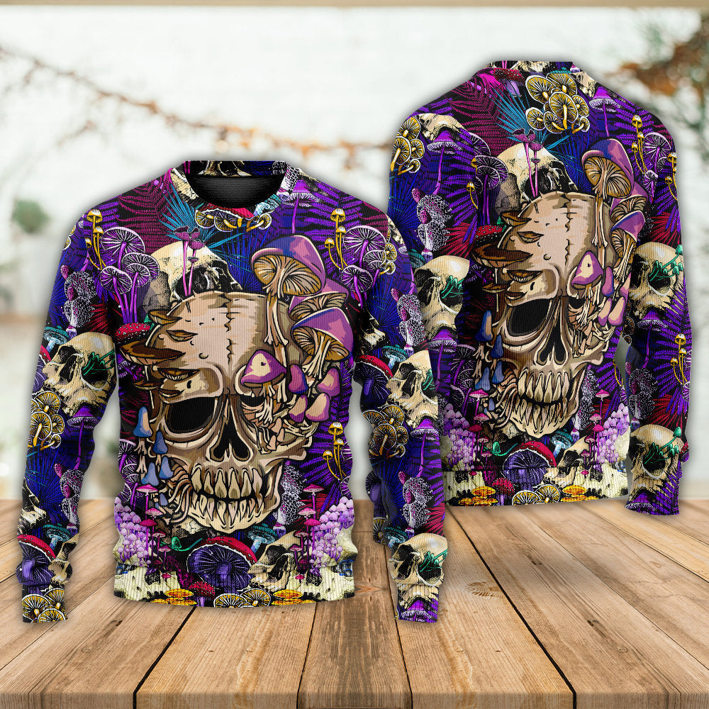 Mushroom Crazy Bright Magic Psychedelic Skull Ugly Christmas Sweaters