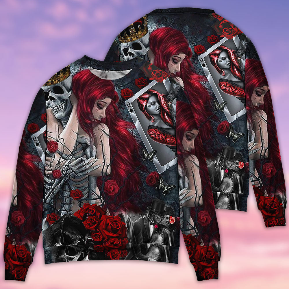 Skull Love Is Life Rose Ugly Christmas Sweaters