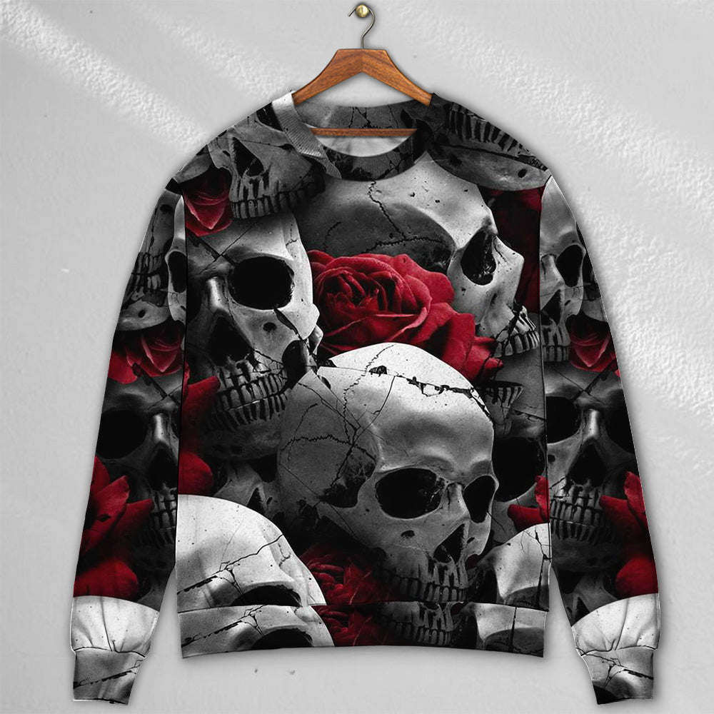 Skull Death Love Rose Ugly Christmas Sweaters