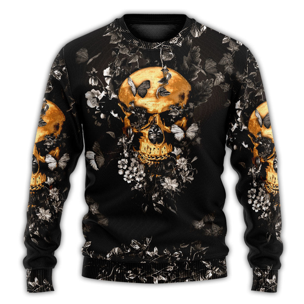 Skull Flowers Grow Out Of Dark Moments Ugly Christmas Sweaters