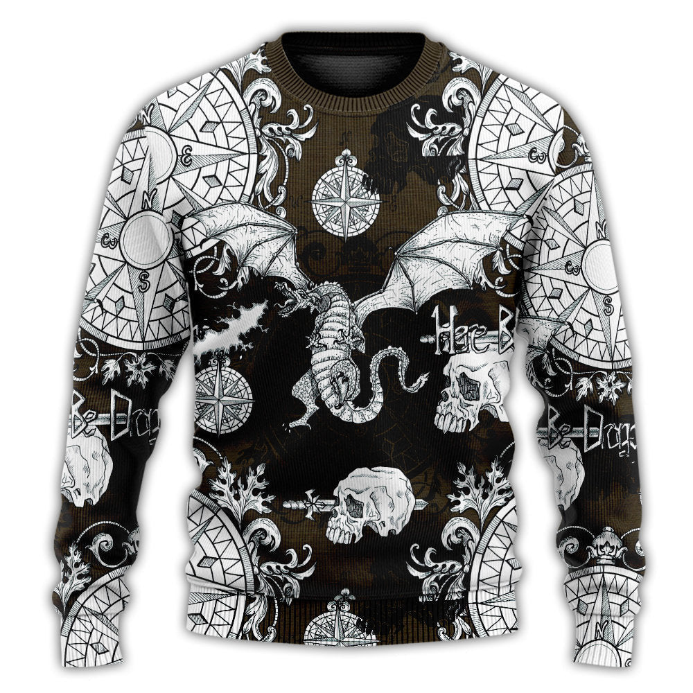Dragon Flying With Skull Gothic Style Ugly Christmas Sweaters