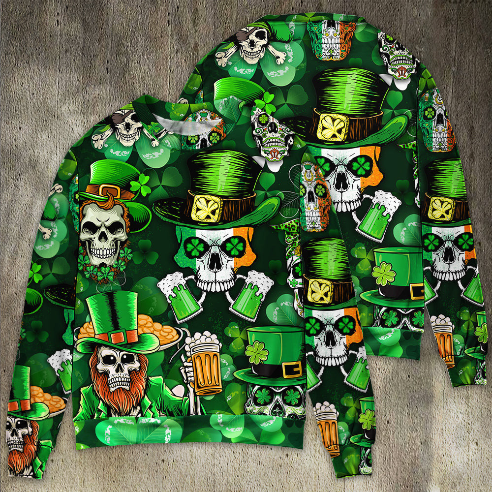 Irish Skull St Patricks Day Green Light Ugly Christmas Sweaters