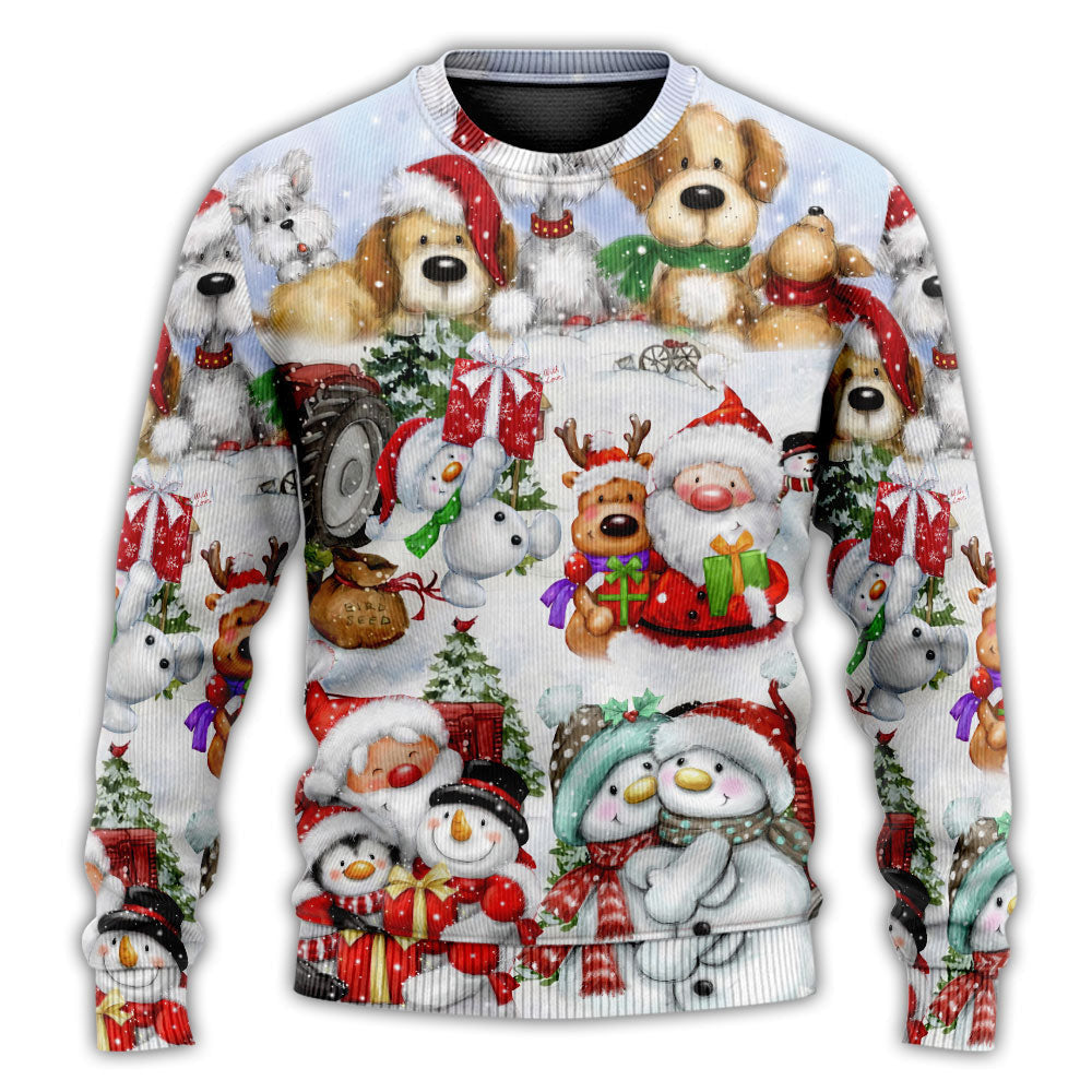 Santa And Snowman Christmas Happy Together Ugly Sweaters