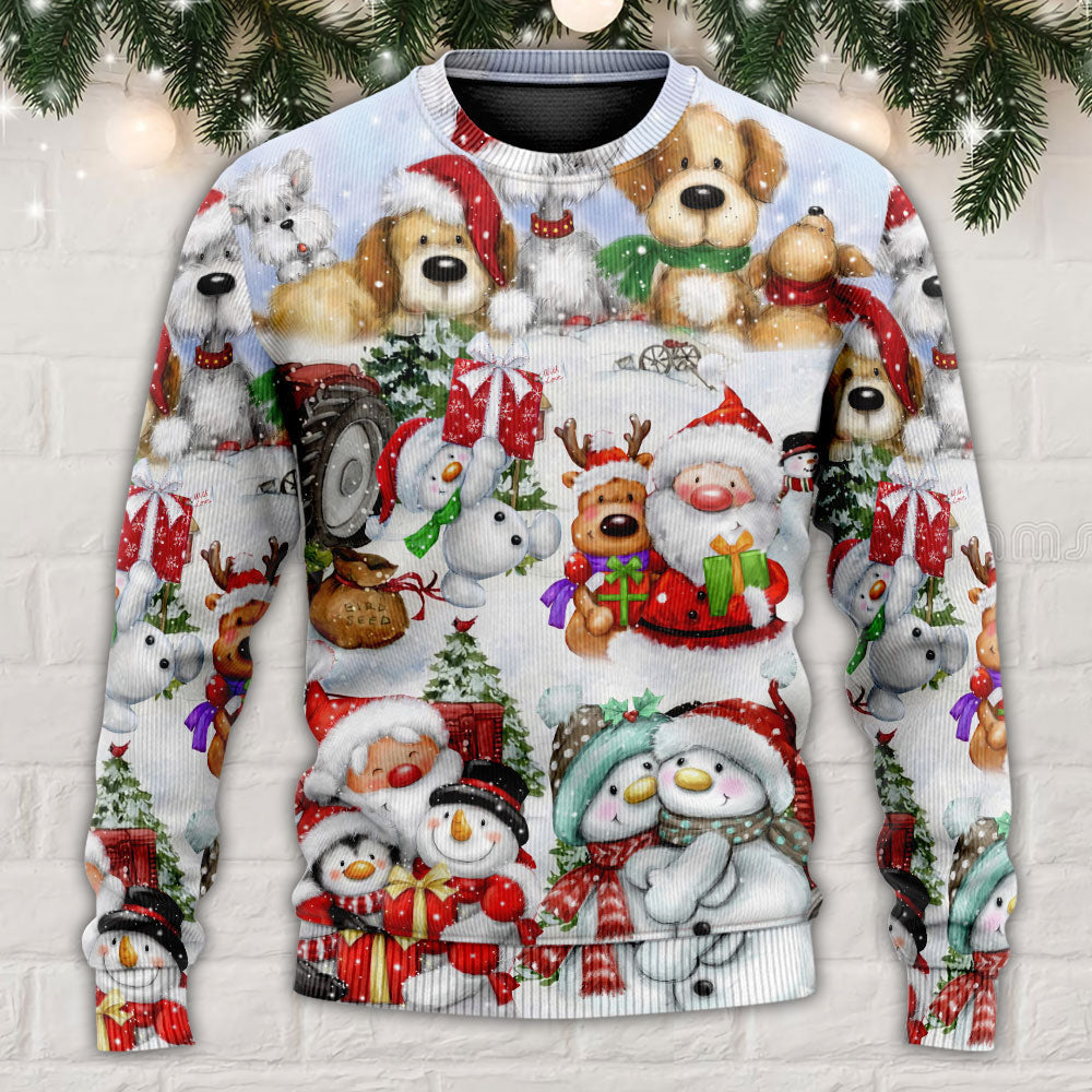 Santa And Snowman Christmas Happy Together Ugly Sweaters