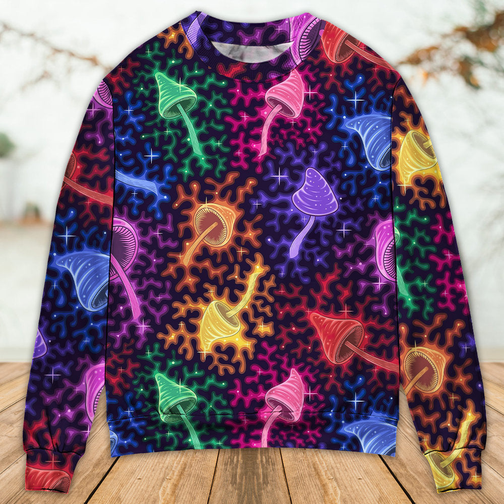 Mushroom Galaxy Rainbow Colorful Bright Ugly Christmas Sweaters