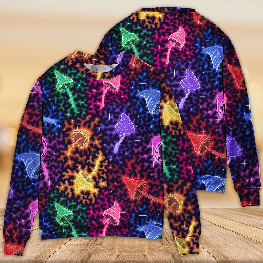 Mushroom Galaxy Rainbow Colorful Bright Ugly Christmas Sweaters