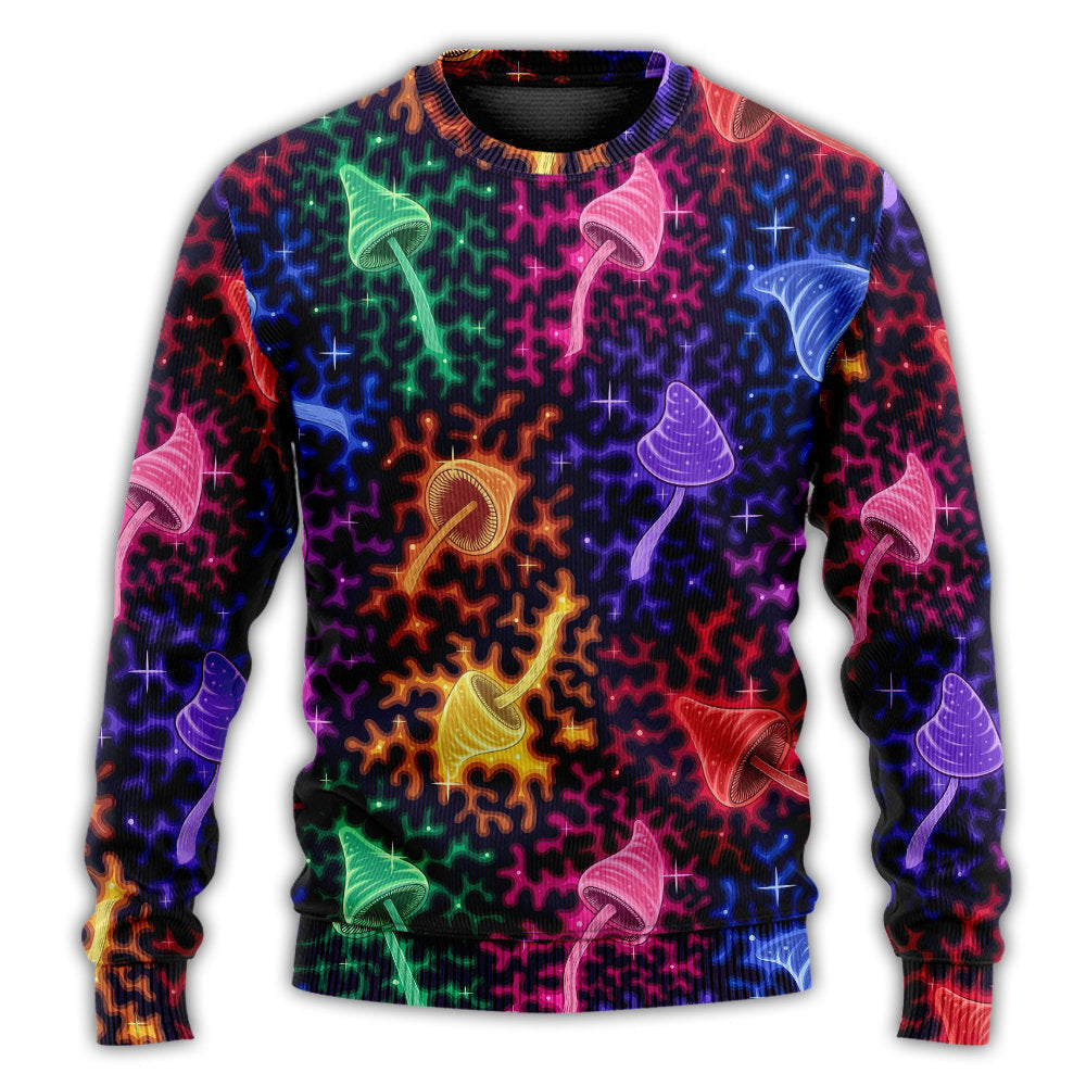 Mushroom Galaxy Rainbow Colorful Bright Ugly Christmas Sweaters