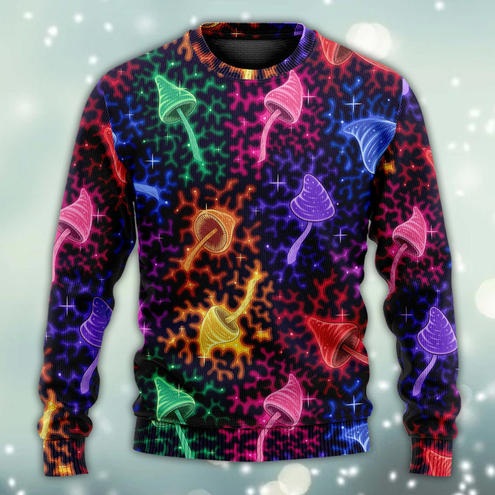 Mushroom Galaxy Rainbow Colorful Bright Ugly Christmas Sweaters