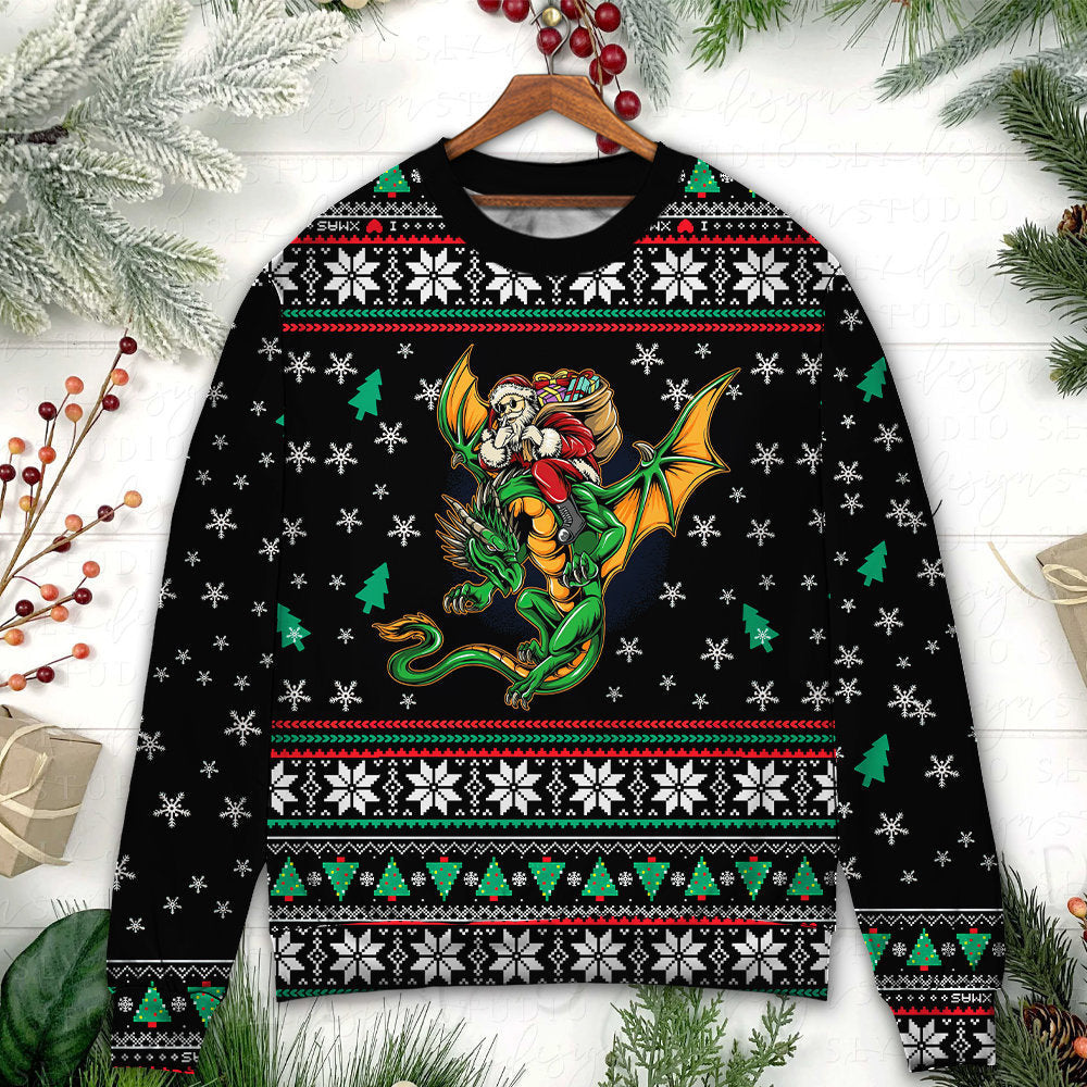 Christmas Santa Claus With Dragon Ugly Sweaters