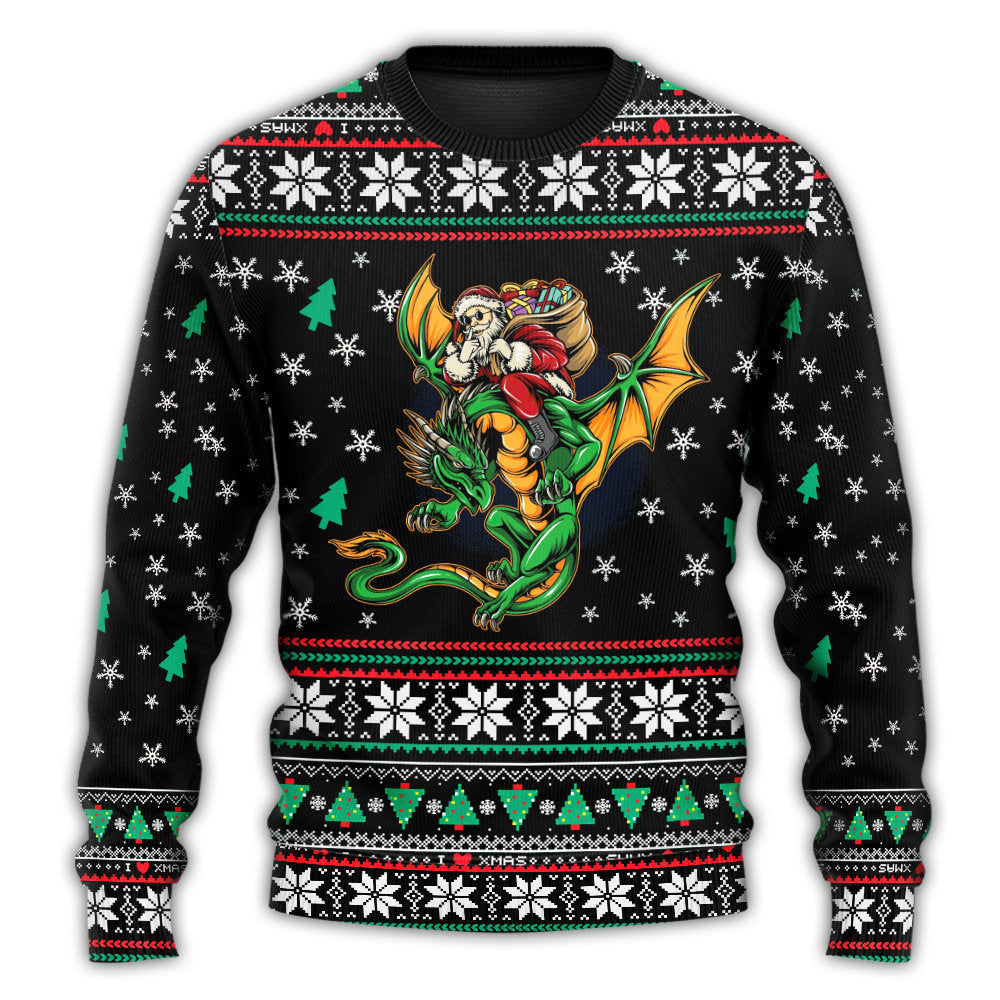 Christmas Santa Claus With Dragon Ugly Sweaters