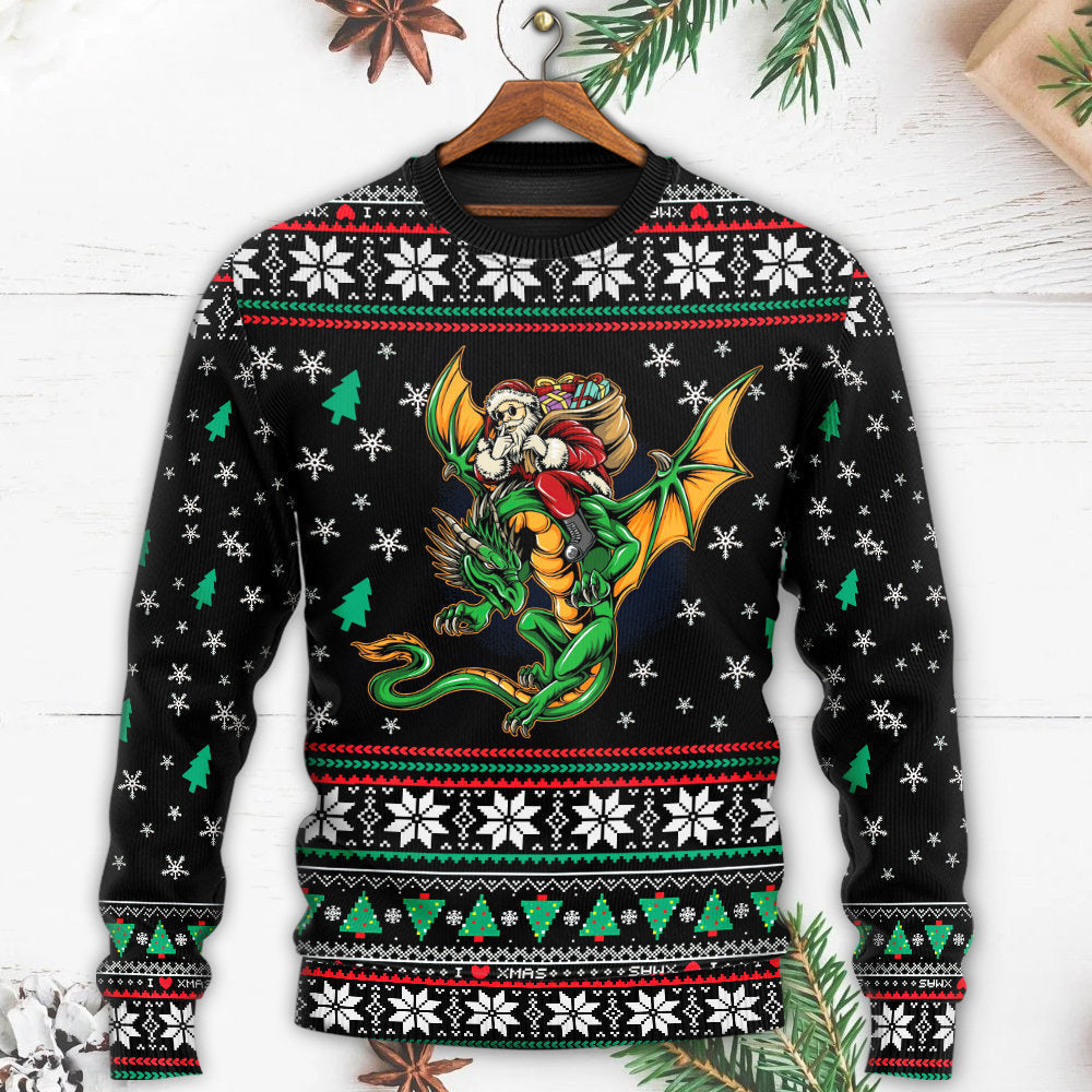 Christmas Santa Claus With Dragon Ugly Sweaters