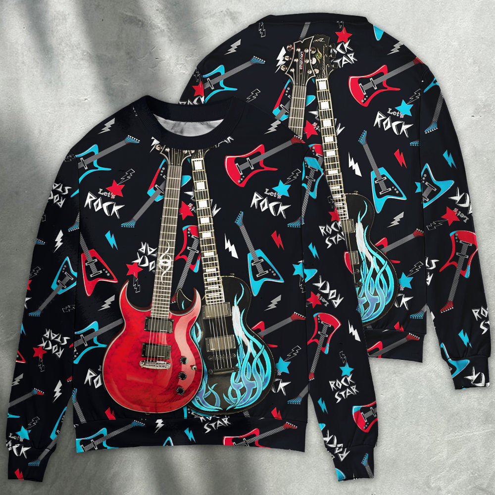 Guitar All I Need Is Playing Music Ugly Christmas Sweaters