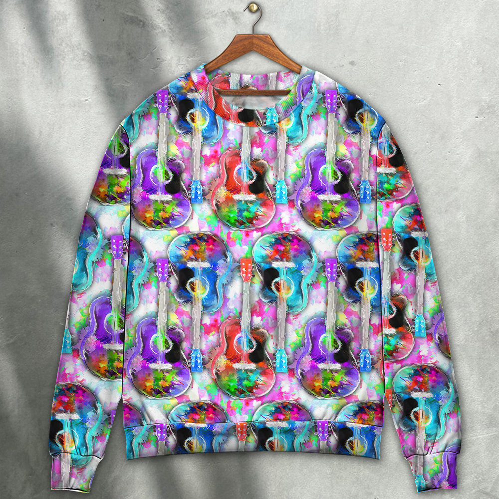 Guitar Mix Color Art Style Ugly Christmas Sweaters