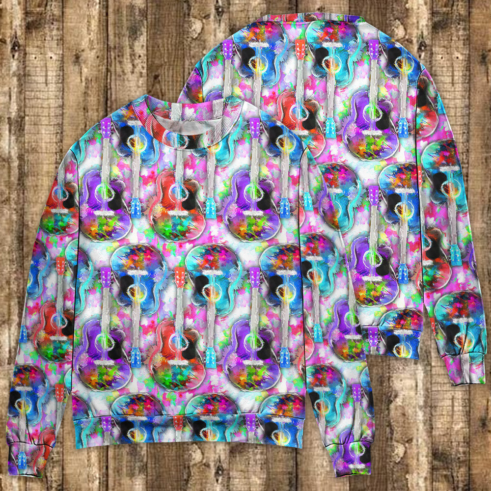 Guitar Mix Color Art Style Ugly Christmas Sweaters