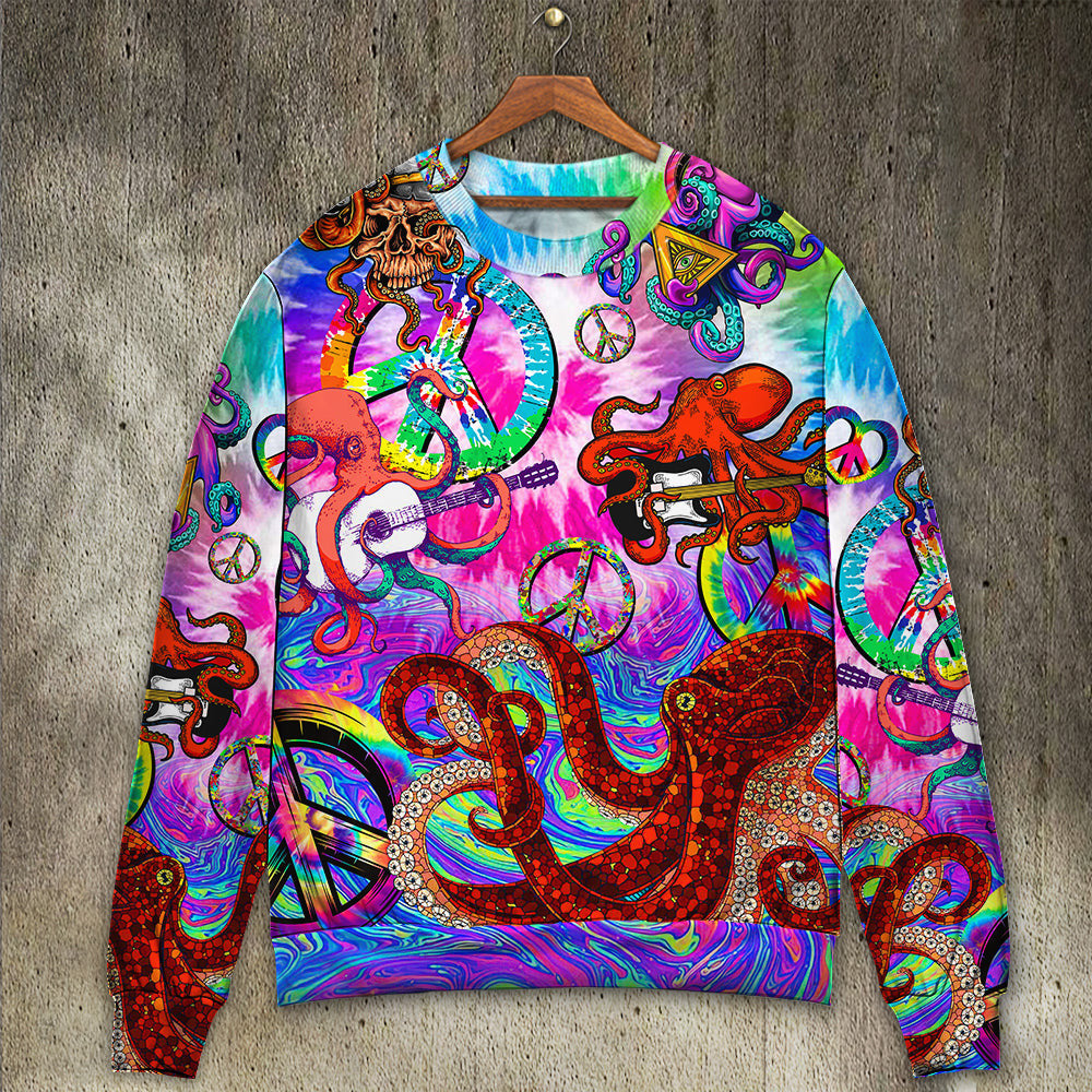 Hippie Funny Octopus Colorful Happy Tie Dye Art Style Ugly Christmas Sweaters