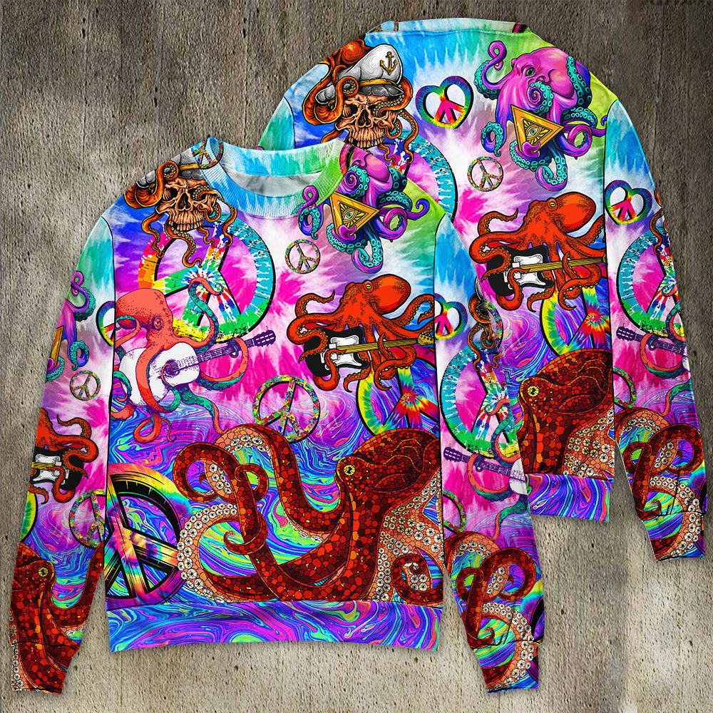 Hippie Funny Octopus Colorful Happy Tie Dye Art Style Ugly Christmas Sweaters