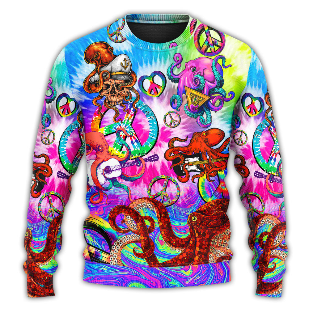 Hippie Funny Octopus Colorful Happy Tie Dye Art Style Ugly Christmas Sweaters