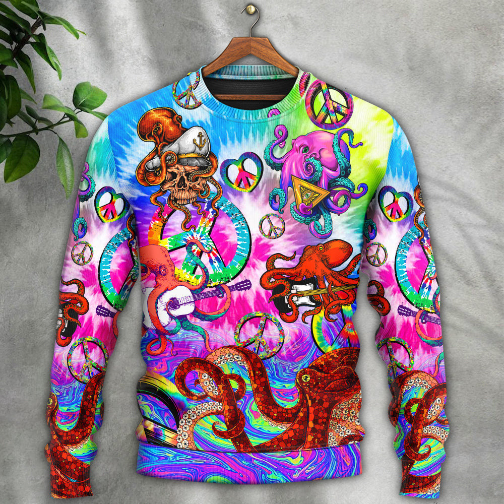 Hippie Funny Octopus Colorful Happy Tie Dye Art Style Ugly Christmas Sweaters