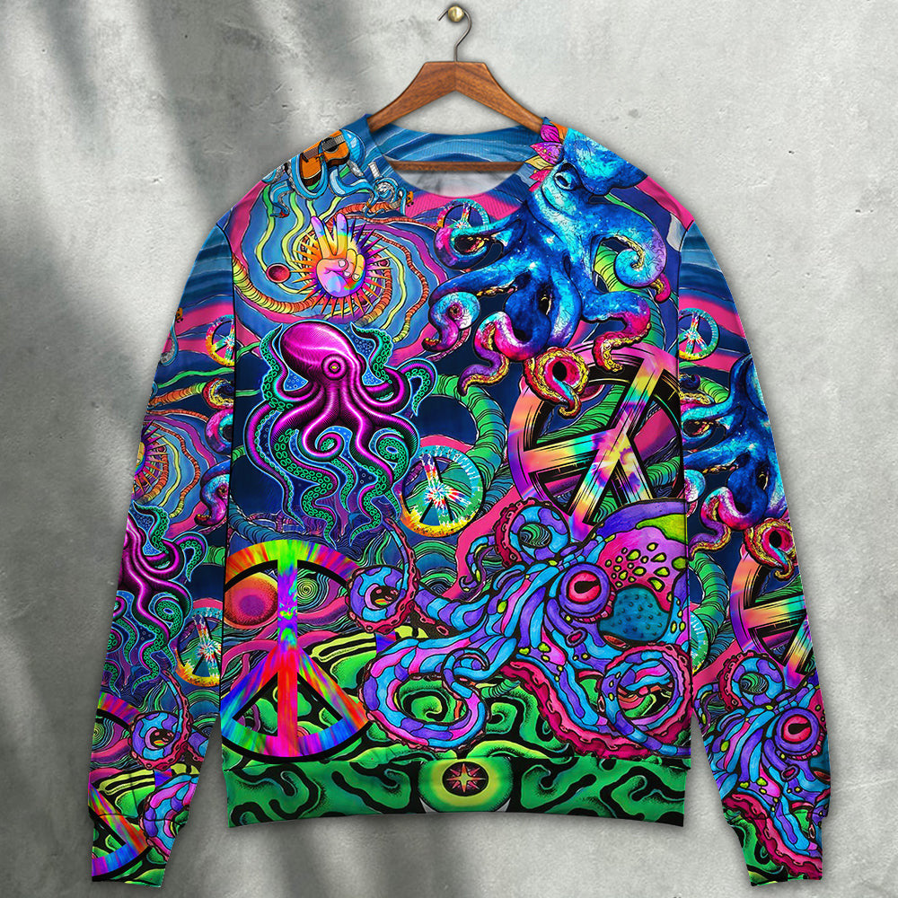 Hippie Funny Octopus Colorful Tie Dye Style Ugly Christmas Sweaters