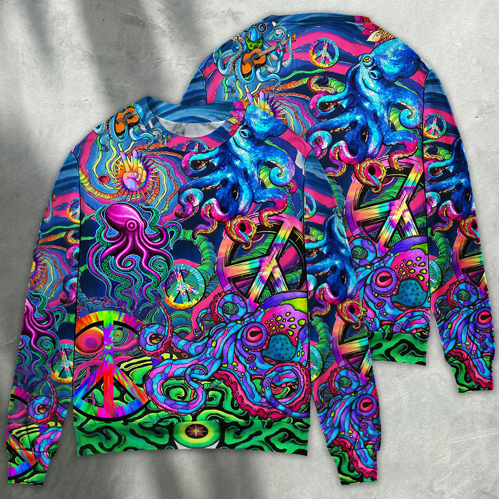 Hippie Funny Octopus Colorful Tie Dye Style Ugly Christmas Sweaters
