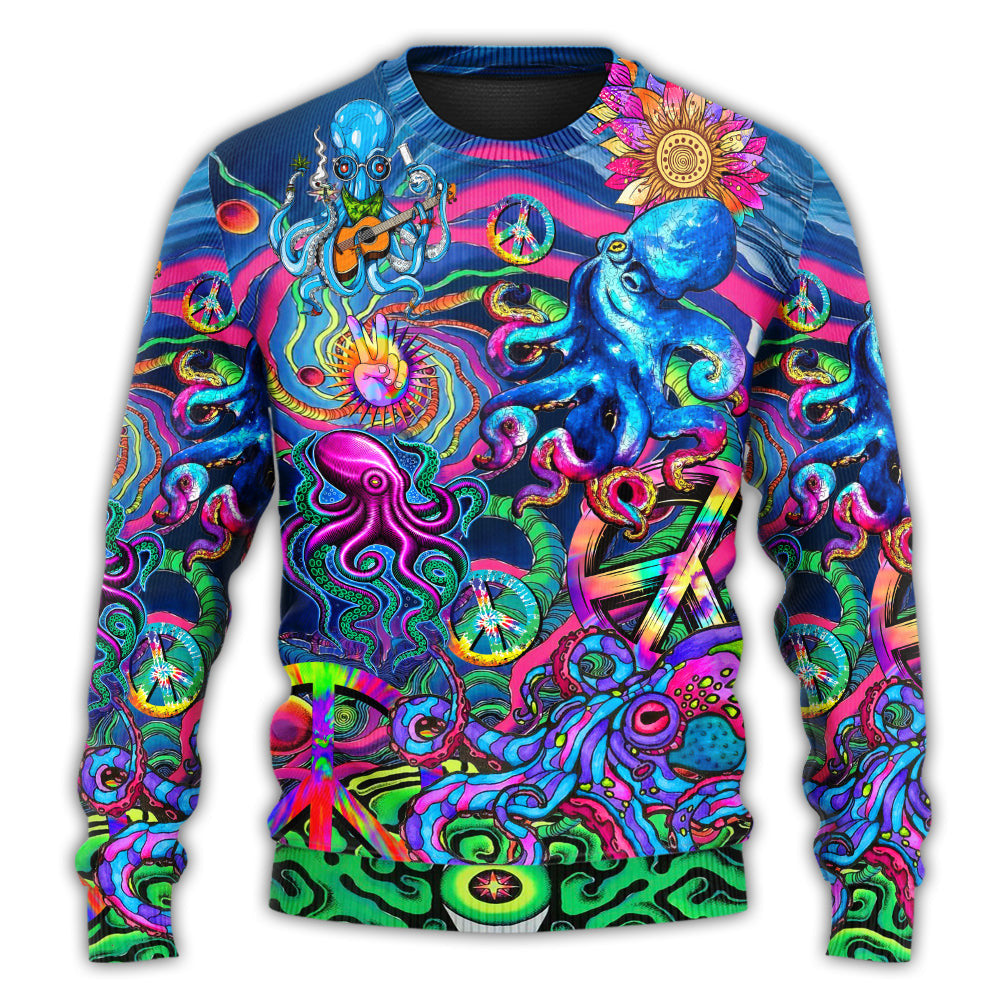 Hippie Funny Octopus Colorful Tie Dye Style Ugly Christmas Sweaters