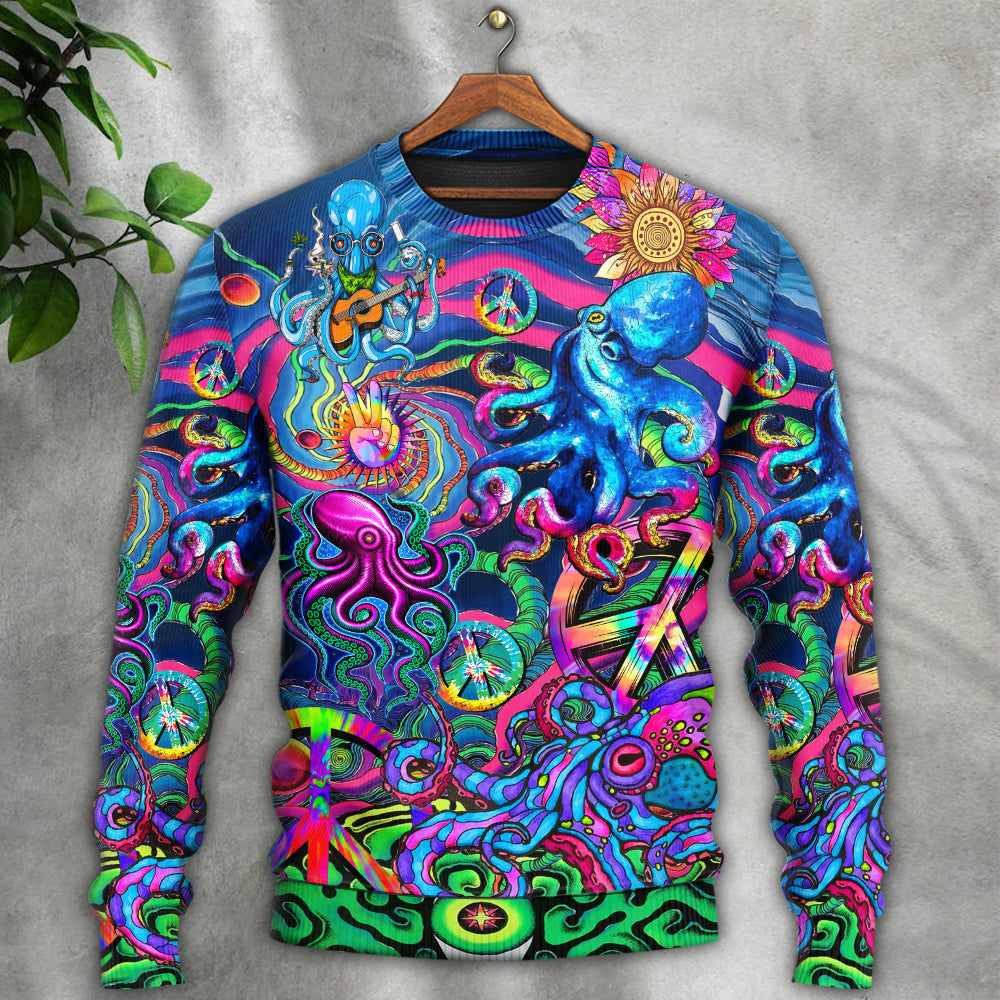 Hippie Funny Octopus Colorful Tie Dye Style Ugly Christmas Sweaters