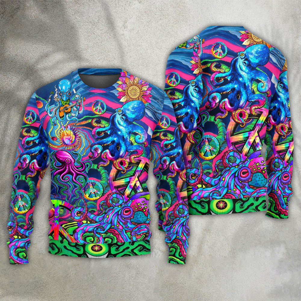 Hippie Funny Octopus Colorful Tie Dye Style Ugly Christmas Sweaters