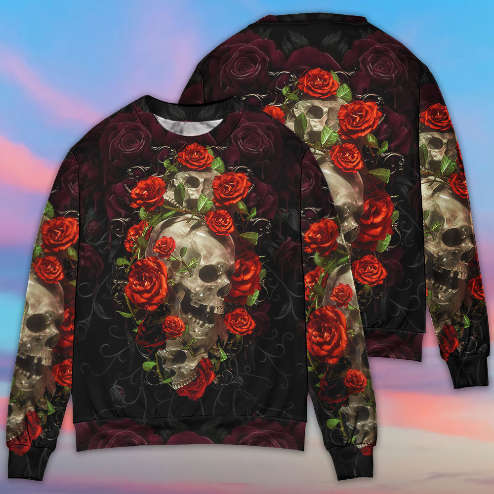 Skull And Roses Art Ugly Christmas Sweaters