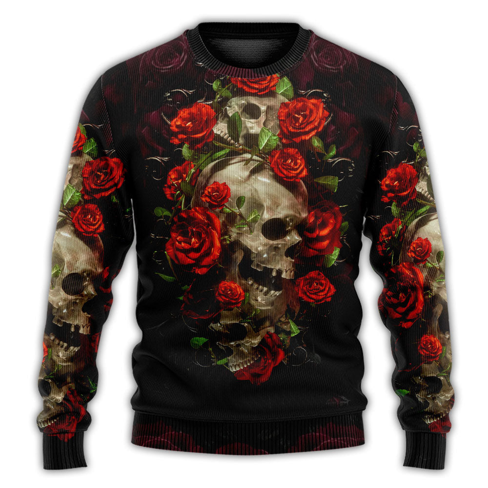 Skull And Roses Art Ugly Christmas Sweaters