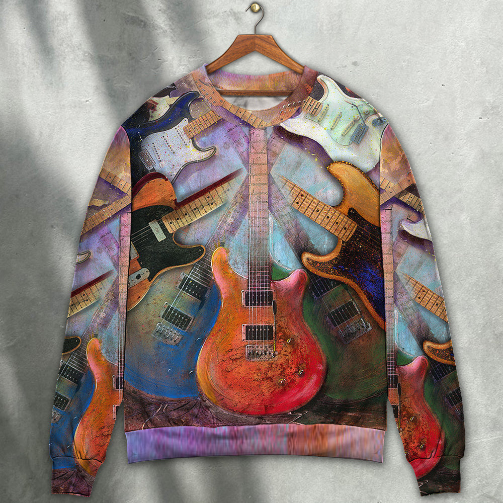Guitar Abstract Colorful Lover Art Style Ugly Christmas Sweaters