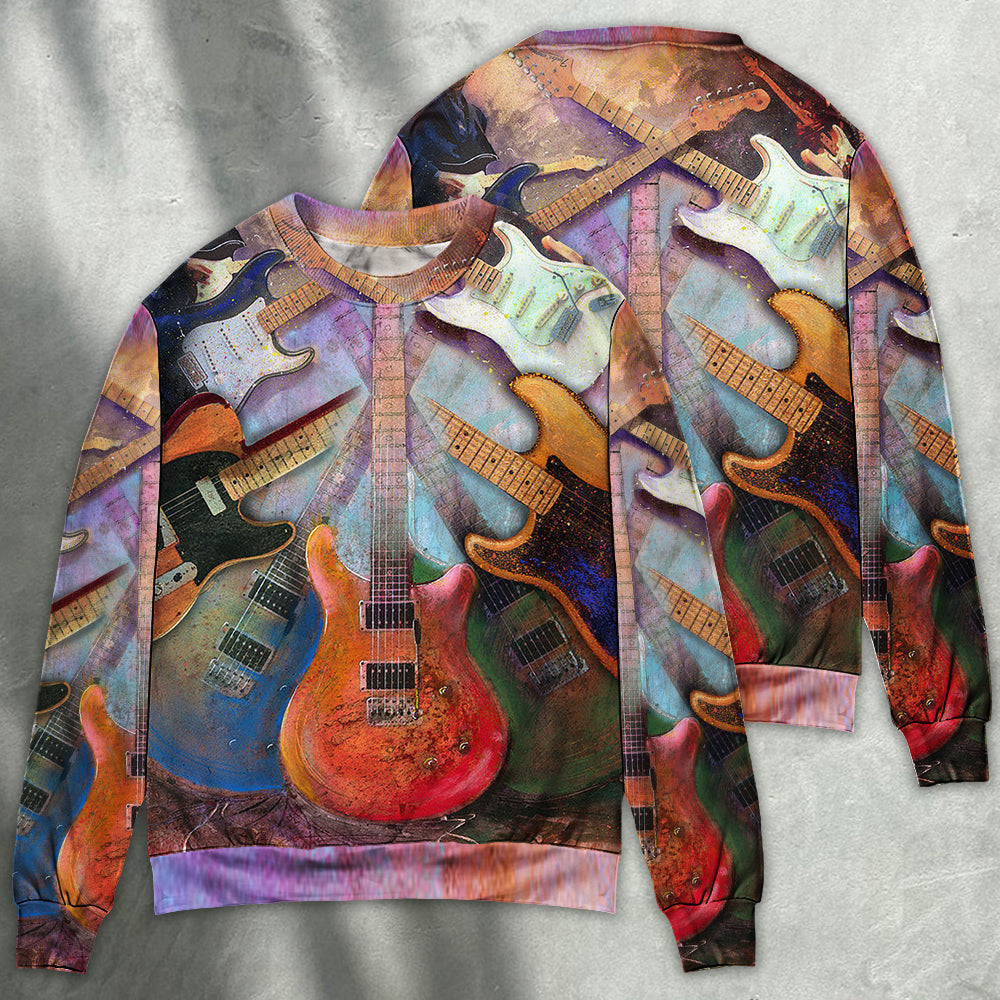 Guitar Abstract Colorful Lover Art Style Ugly Christmas Sweaters