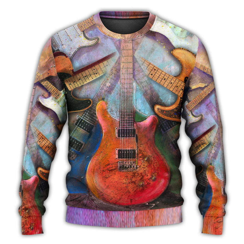 Guitar Abstract Colorful Lover Art Style Ugly Christmas Sweaters