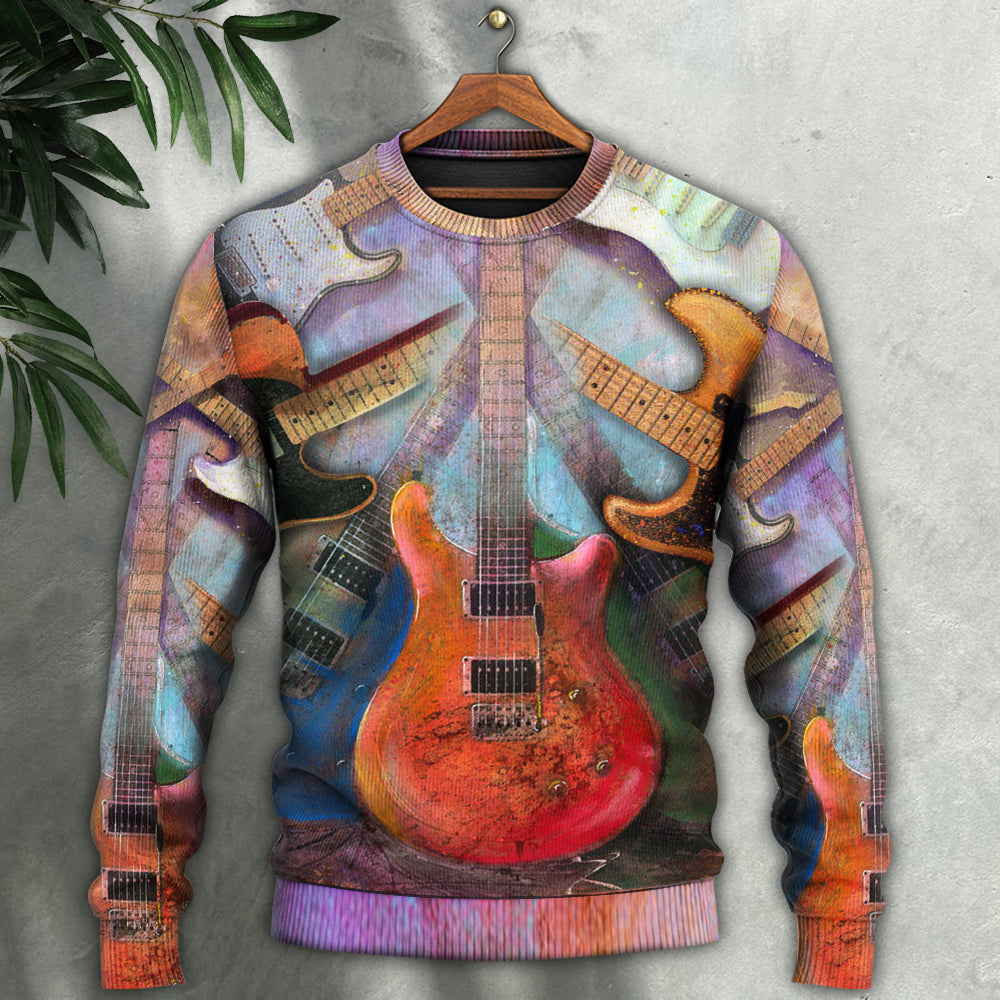 Guitar Abstract Colorful Lover Art Style Ugly Christmas Sweaters