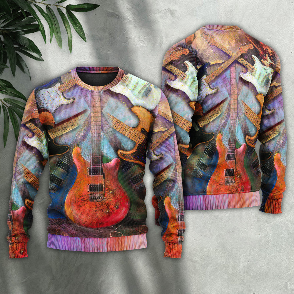 Guitar Abstract Colorful Lover Art Style Ugly Christmas Sweaters