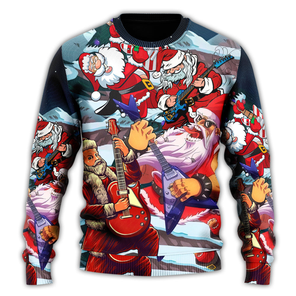 Christmas Santa With Electric Guitar Ugly Sweaters