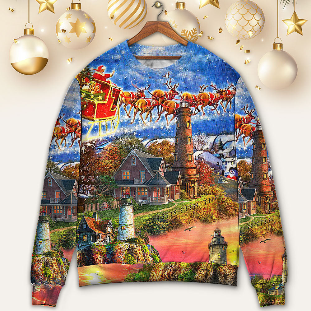 Lighthouse Christmas Shine Your Light In Storm And Darkness Ugly Sweaters