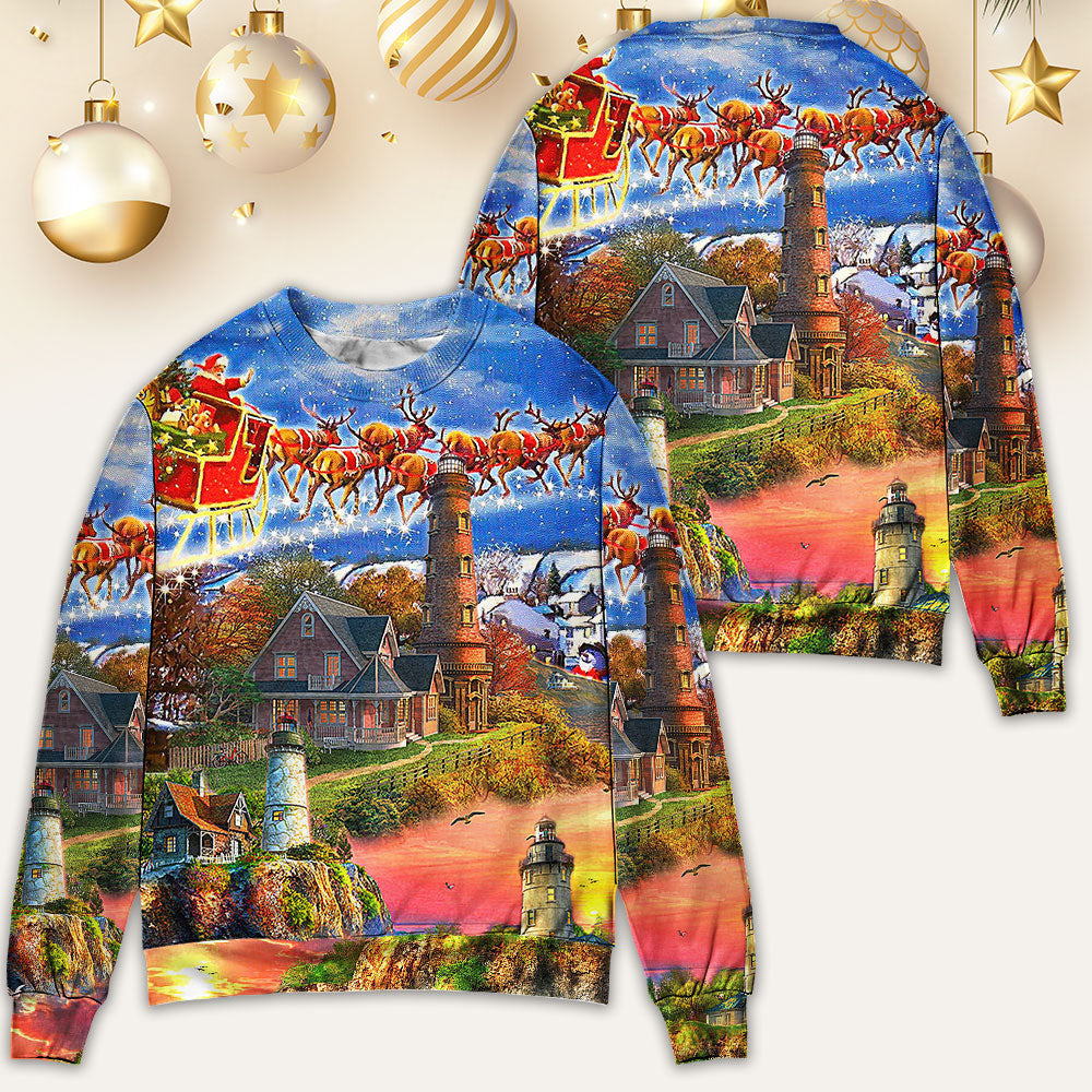 Lighthouse Christmas Shine Your Light In Storm And Darkness Ugly Sweaters
