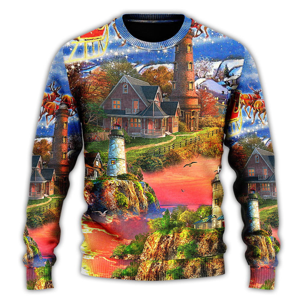 Lighthouse Christmas Shine Your Light In Storm And Darkness Ugly Sweaters