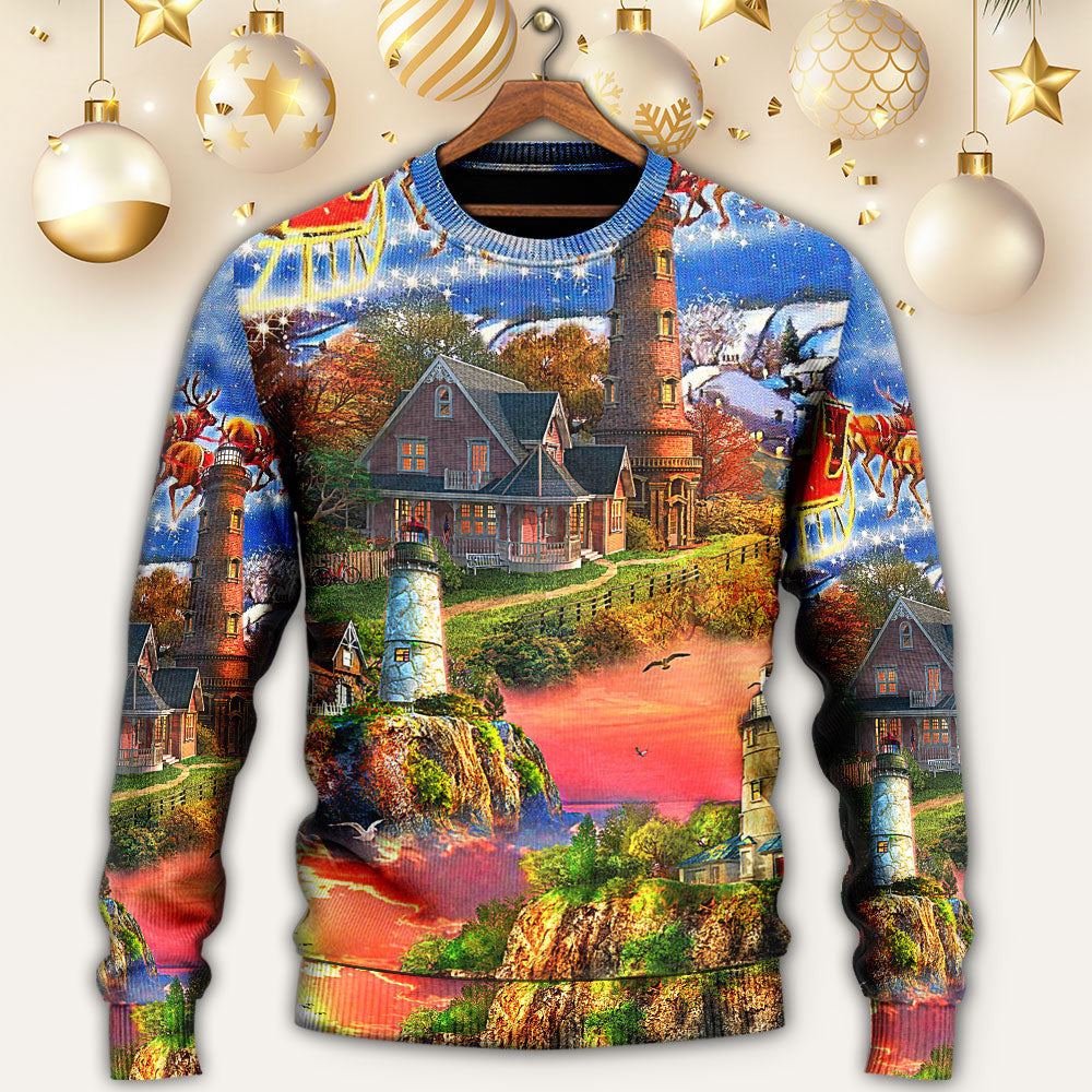 Lighthouse Christmas Shine Your Light In Storm And Darkness Ugly Sweaters
