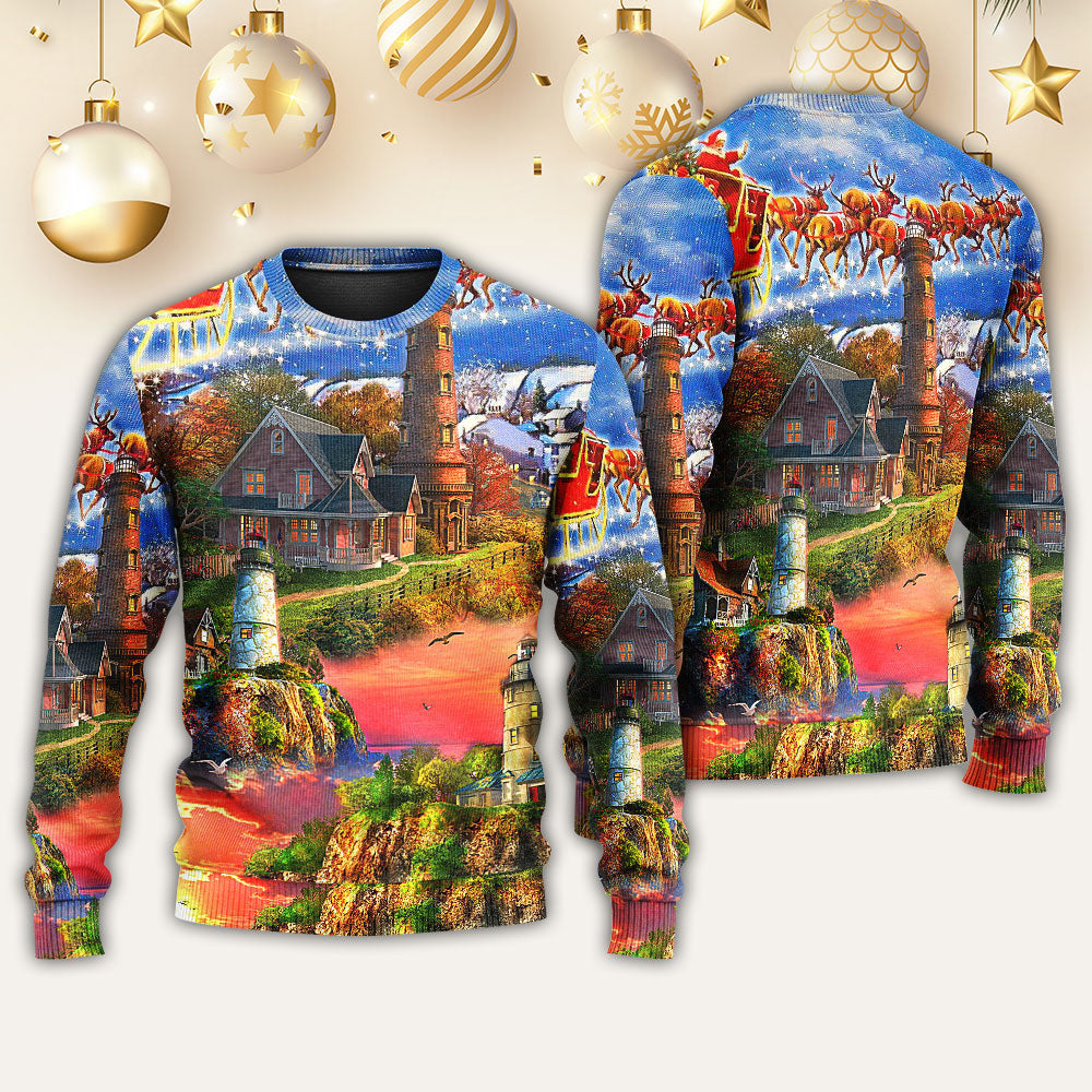 Lighthouse Christmas Shine Your Light In Storm And Darkness Ugly Sweaters